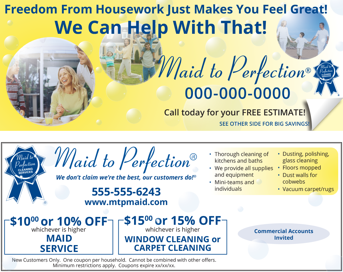 Maid to Perfection&reg; template Valpak ad